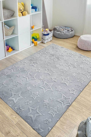 SteweHome Kids Rug Stars Cotton Gray 160x250cm Thickness 60mm