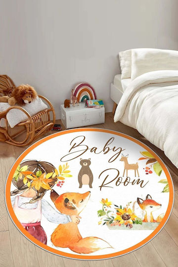 SteweHome Kids Rug Orange Round with Diameter 40cm Thickness 60mm