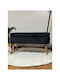 Living Room Stool With Storage Space Upholstered In Black Velvet