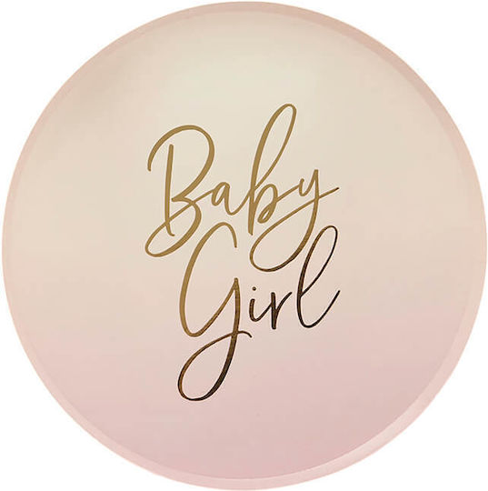 Χάρτινα Πιάτα Ροζ Ombre "baby Girl" 8τμχ