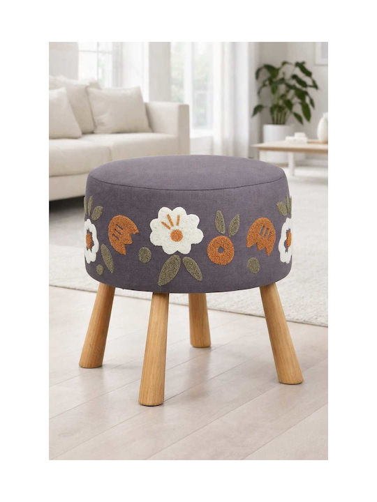 Living Room Fabric Upholstered Brown Stool 40x60x60cm