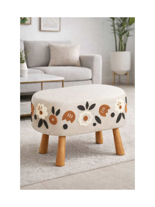 Living Room Wooden Beige Stool 40x60x58cm