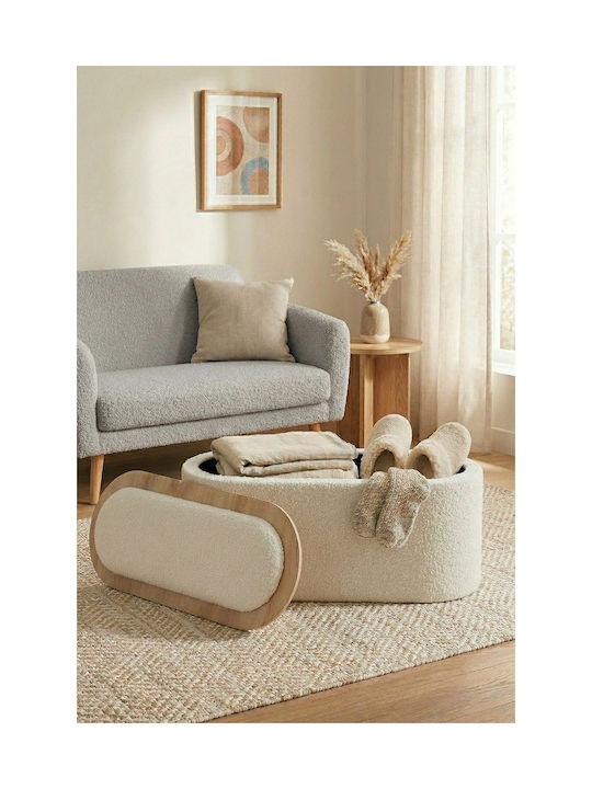 Living Room Stool With Storage Space Wooden White