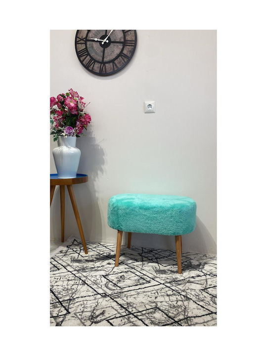 Living Room Wooden Turquoise Stool 60x40x40cm