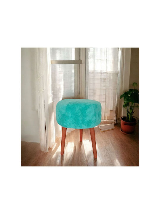 Living Room Wooden Turquoise Stool 38x45x45cm