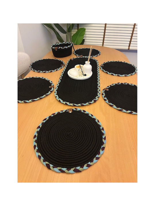 SteweHome Runner Set 6 Pieces Black 80x30cm