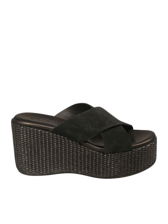 Sante Leather Mules with High Heel in Black Colour