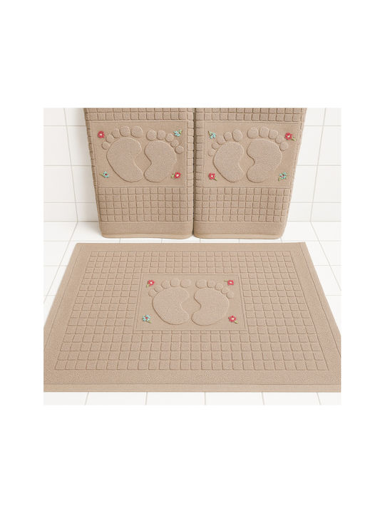 SteweHome Set Cotton Bath Mats STE-024697-V51013 Beige 50x70cm 3 Pieces