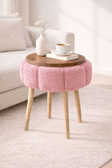 Hocker Für Das Wohnzimmer Hölzernes Rosa STE-026476-V57547