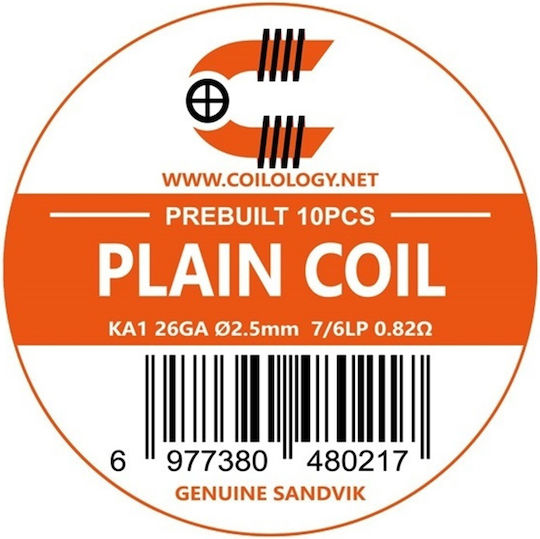 Plain Premade Coils Kanthal 26ga 2.5mm 7/6lp 0.82ω 10τμχ – Coilology