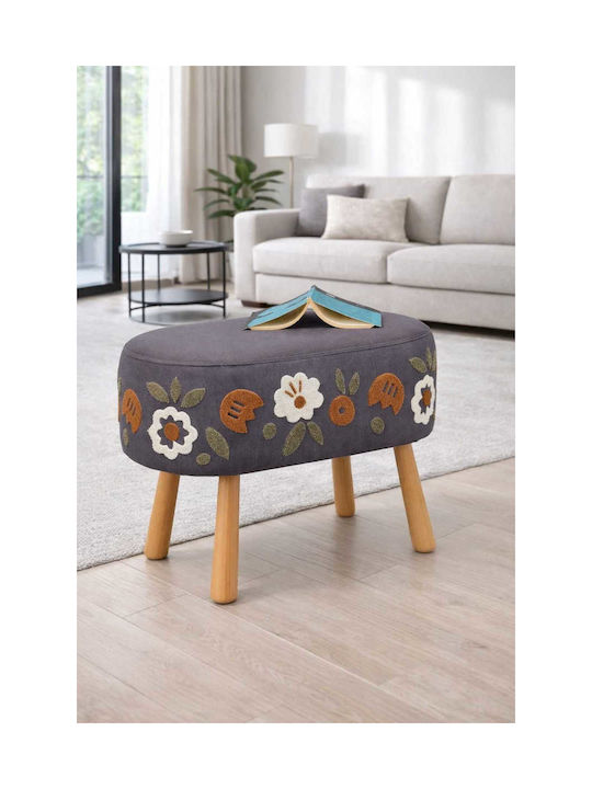 Living Room Wooden Gray Stool 40x60x58cm