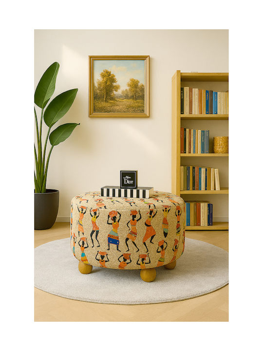 Living Room Wooden Yellow Stools