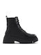 Leder Damen Kampfstiefel Schwarz