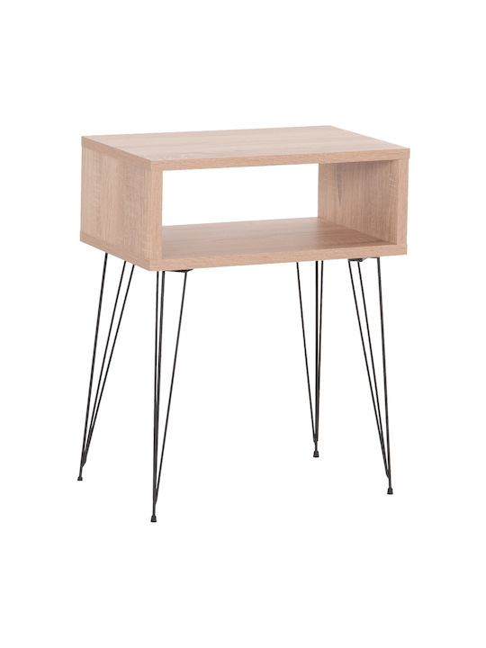 Κομοδίνο Todd Ξύλινο με Μεταλλικά Πόδια Μπεζ 46x30x59cm