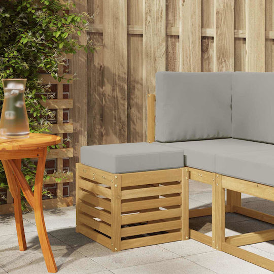 Wooden Garden Stool with Cushion White 43x43x45cm