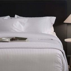 Sheet B300 Cotton Aigaion Hotel Stripes White 245x290 White