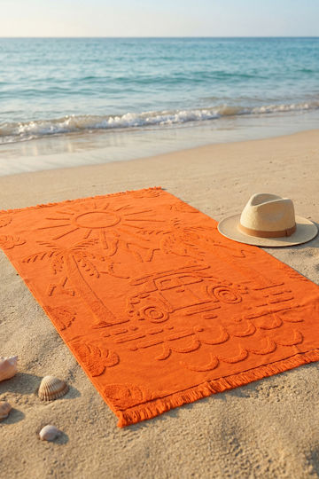 SteweHome Cotton Orange Beach Towel 100x150cm