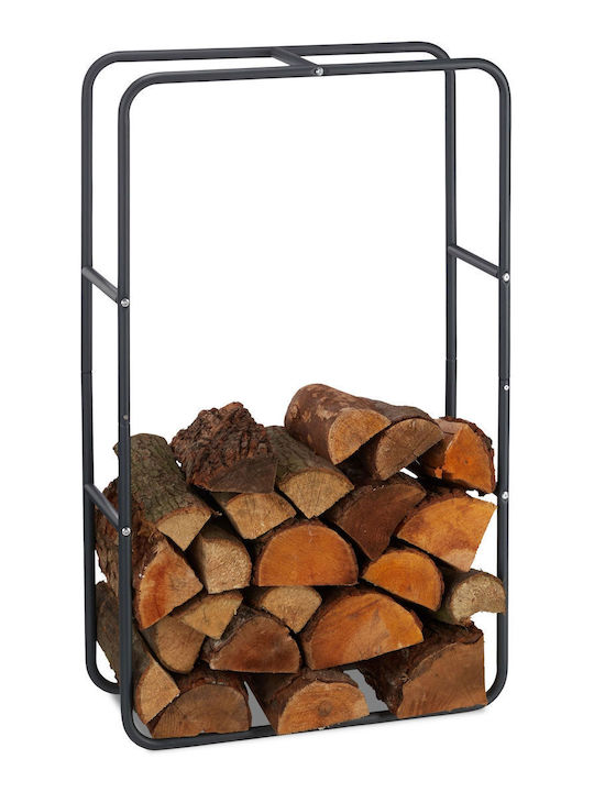 Relaxdays Raft Metalic De Depozitare Lemne 100x40x25cm Gri