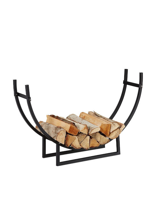 Relaxdays Coș Metalic De Depozitare Lemne 55x21x92cm Negru