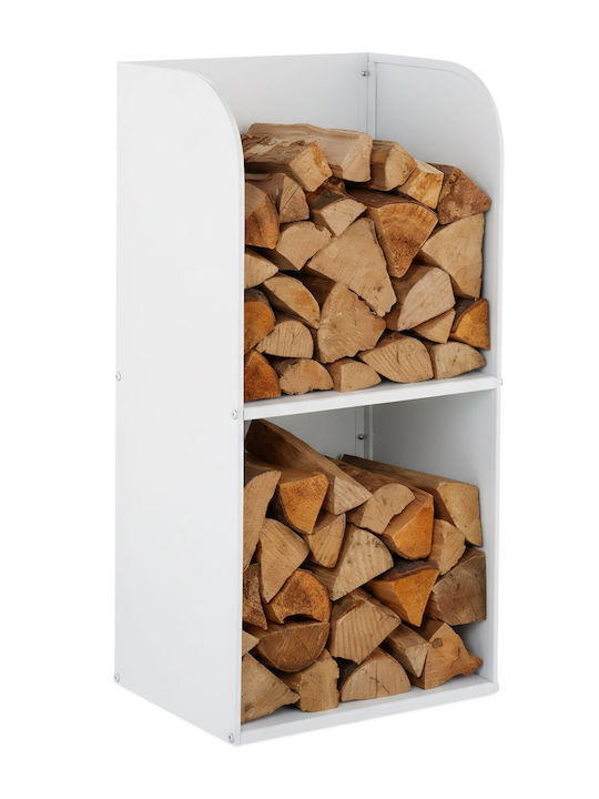 Relaxdays Raft Din Lemn Pentru Depozitarea Lemnelor 80x40x30cm Alb