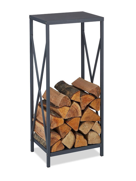 Relaxdays Raft Din Lemn Pentru Depozitare Lemne 80x34x25cm Gri