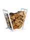 Relaxdays Coș Din Lemn Pentru Depozitarea Lemnelor 55.5x62x35cm Alb