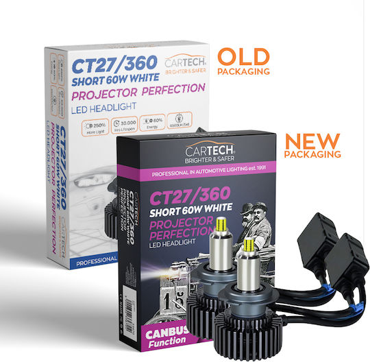 Cartech Ζευγος Led Ct27/360 880/881 Short 60w White 6500k 33677