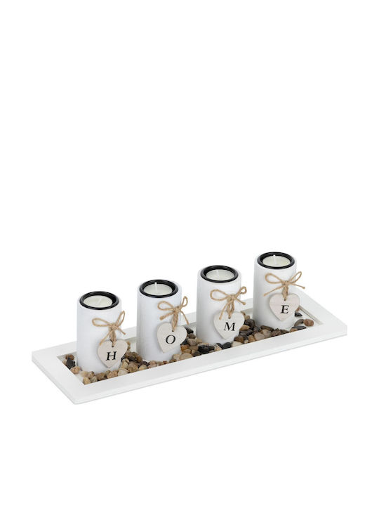 Relaxdays Suport Pentru Lumânări În Culoare Albă 10x39.5cm