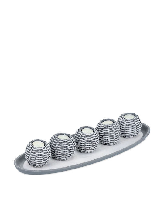 Relaxdays Set Suporturi Lumanari Pentru Suporturi De Lumânări Gri 8x50.5x18.5cm 5 Bucăți
