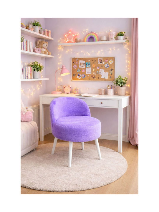 Living Room Fabric Upholstered Purple Stool 45x45x45cm