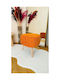 Living Room Fabric Upholstered Orange Stool 46x46x46cm
