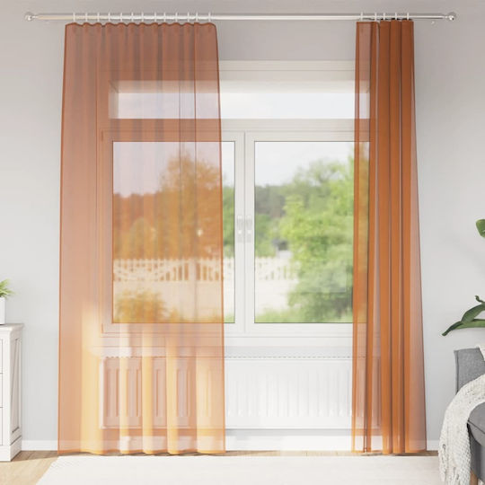 vidaXL Set Perdele Fereastră cu Bretele Teracotă 140x225cm
