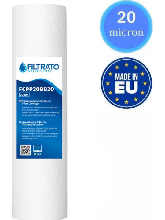 Filtrato Water Filter Cartridge Central Water Filtration System / Under Sink Polypropylene 20" 20 μm