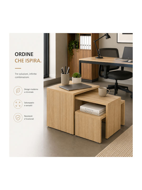 Set Zigon Rectangular Din Lemn Stejar 3 Buc M65...