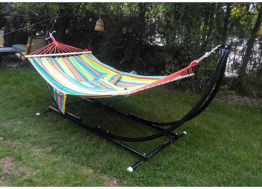 SteweHome Pliabilă Hamac Stand Metalic Negru 360x275cm