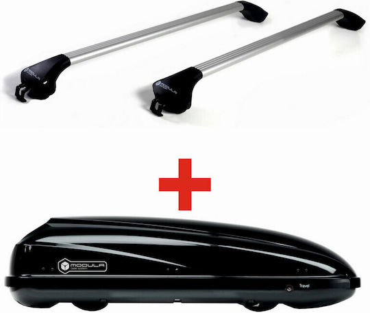 Modula Autodachboxen Travel Easy 460 Glossy Schwarz 460 Liter Dachträger Modula Aluminium Schwarze Silber