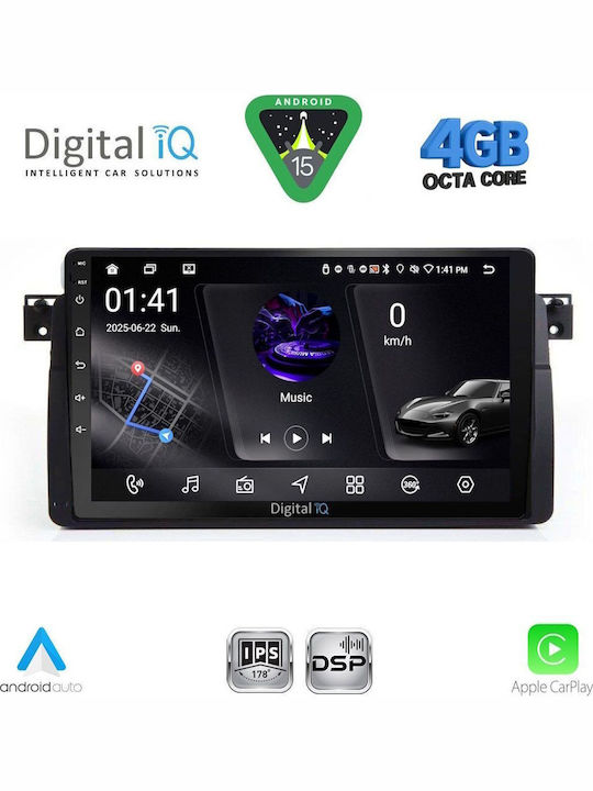 Digital IQ Car Audio System for BMW E46 1998-2005 Bluetooth USB WiFi GPS Apple CarPlay Android Auto with 9" Touch Screen