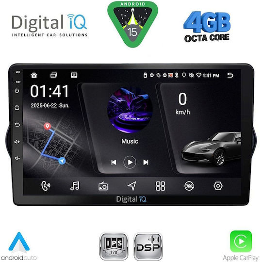 Digital IQ Car Audio System for Fiat Tipo 2015-2023 Bluetooth USB WiFi GPS Apple CarPlay Android Auto with 9" Touch Screen