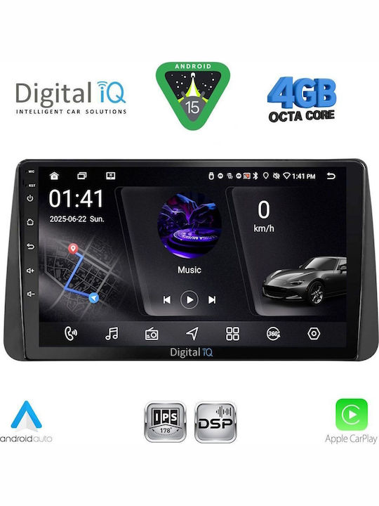 Digital IQ Car Audio System for Fiat Tipo 2018-2023 (Bluetooth/USB/WiFi/GPS/Apple CarPlay/Android Auto) with 9" Touch Screen