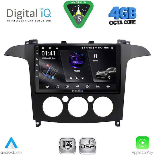 Digital IQ Ηχοσύστημα Αυτοκινήτου για Ford S-Max 2006-2014 με A/C (Bluetooth/USB/WiFi/GPS/Apple-Carplay/Android-Auto) με Οθόνη Αφής 9"