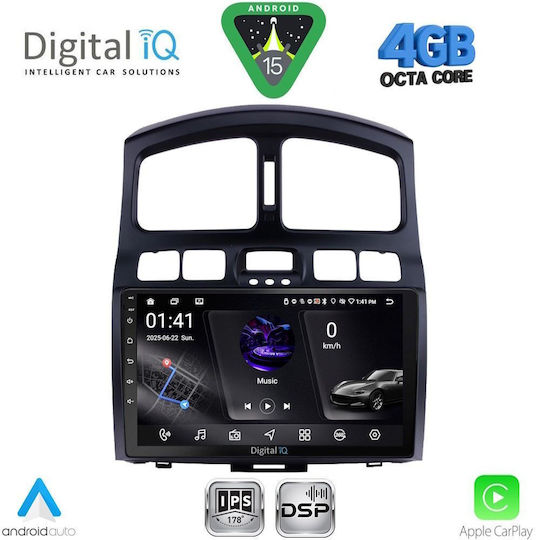 Digital IQ Car Audio System for Hyundai Santa Fe 2003-2006 Bluetooth USB WiFi GPS Apple CarPlay Android Auto with 9" Touch Screen