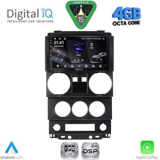 Digital IQ Car Audio System for Jeep Wrangler 2006-2011 Bluetooth USB WiFi GPS Apple CarPlay Android Auto with 9" Touch Screen