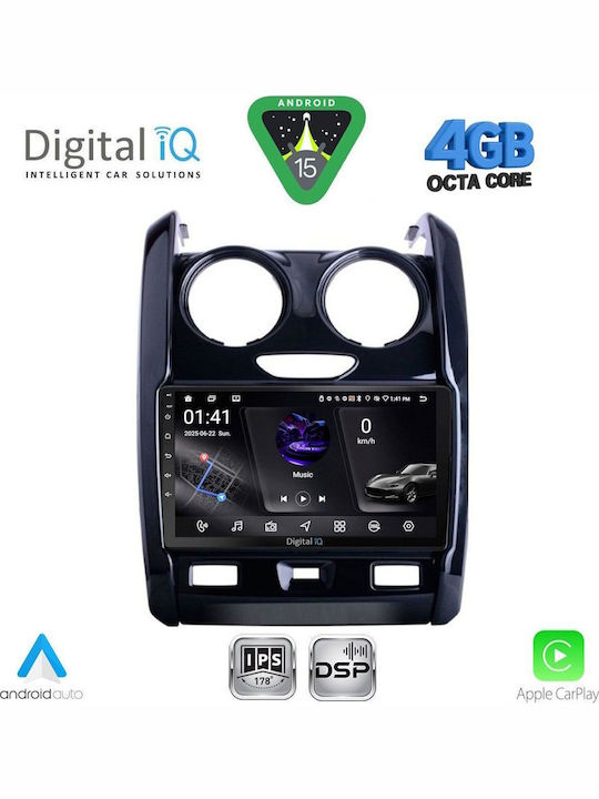 Digital IQ Car Audio System for Dacia Duster 2012-2019 Bluetooth USB WiFi GPS Apple CarPlay Android Auto with 9" Touch Screen