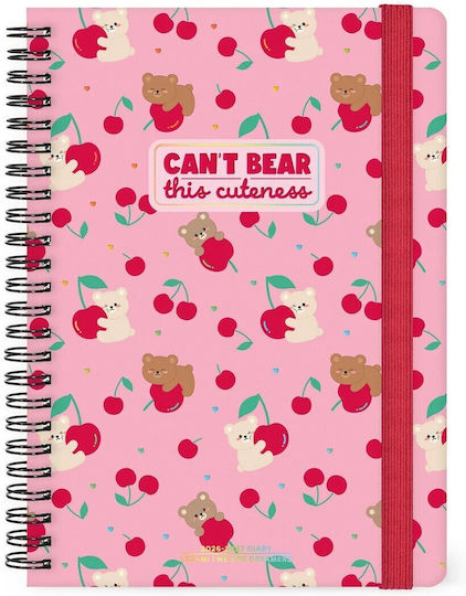 Legami Milano Weekly Agenda 2026/27 Teddy Bear Cherry Pink Spiral 15x21cm