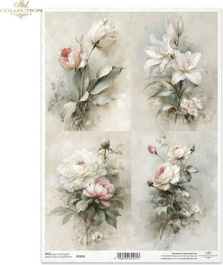 Reispapier Decoupage A4 Vintage Blumenblüten