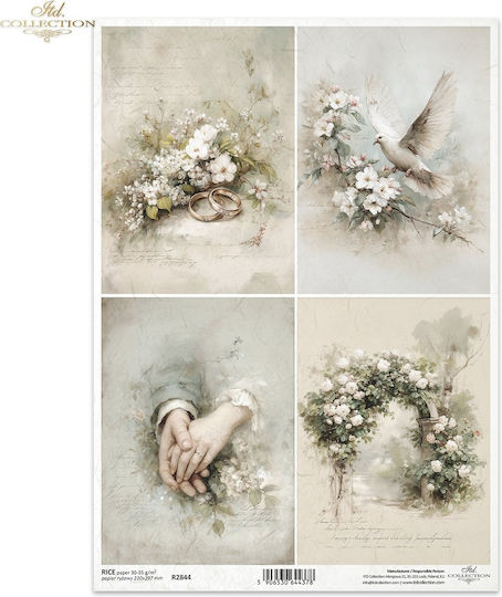 Reispapier Decoupage A4 Vintage Hochzeitsmuster