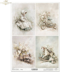 Reispapier Decoupage A4 Vintage Muster Kindlich...