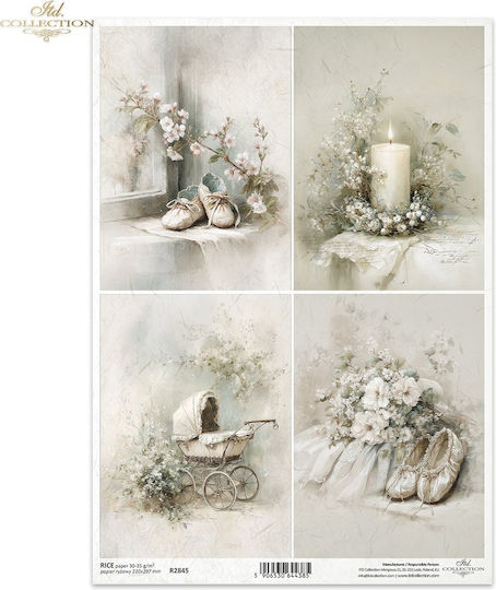 Reispapier Decoupage A4 Vintage Muster Geburt Romantische Themen