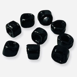 Glass Bead Black 10x10mm Large Hole 5mm Jewelry 12 pcs
