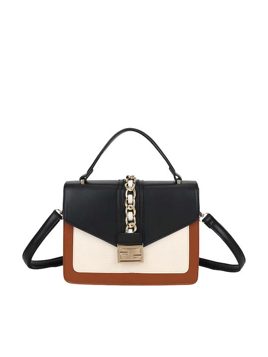 Gallantry Damen Handtasche Dekorative Kette Layout Schmuck Verschluss Schwarz Braun